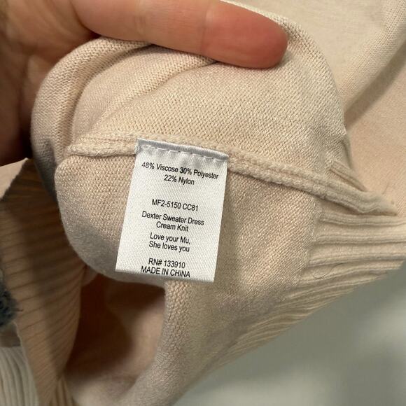 Show Me Your Mumu Women's Dexter Dress Sweater Polo Stretch Cream Large - Picture 8 of 8